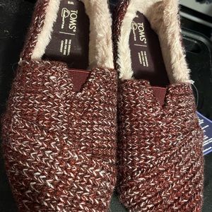 TOMS Sz 9 Alpargata Slip on FAUX FUR Cozy & Warm NWT